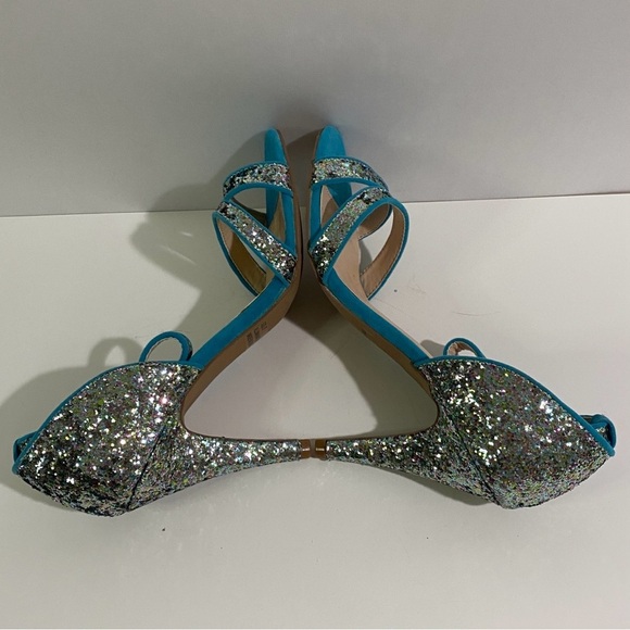 Qupid Women's 7 Blue Glitter Heels - Picture 4 of 8